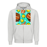 Dove Grey softball glove and hotdog seamless pattern Zipper Hoodie - BundleAndBundleShop