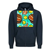 Navy softball glove and hotdog seamless pattern Zipper Hoodie - BundleAndBundleShop