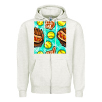 Softball Glove And Hotdog Seamless Pattern Zipper Hoodie | Teevron