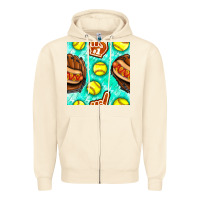 Sandshell softball glove and hotdog seamless pattern Zipper Hoodie - BundleAndBundleShop