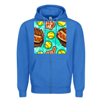 True Royal softball glove and hotdog seamless pattern Zipper Hoodie - BundleAndBundleShop