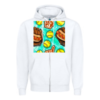 White softball glove and hotdog seamless pattern Zipper Hoodie - BundleAndBundleShop