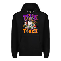 Black Trick or teach Halloween Premium Hoodie - NancyCooperArtShop