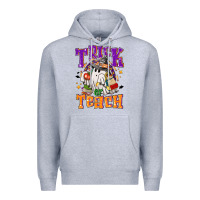 Heather Grey Trick or teach Halloween Premium Hoodie - NancyCooperArtShop