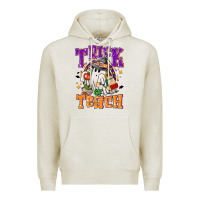 Oatmeal Heather Trick or teach Halloween Premium Hoodie - NancyCooperArtShop
