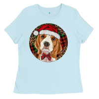 Baby Blue beagle christmas ornament Ladies Tee - RanaPortraitStore