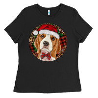 Black beagle christmas ornament Ladies Tee - RanaPortraitStore