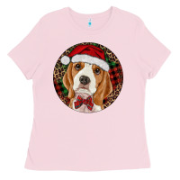 Bubblegum Pink beagle christmas ornament Ladies Tee - RanaPortraitStore
