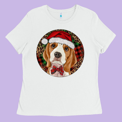 Beagle Christmas Ornament Ladies Tee Designed By Ranaportraitstore