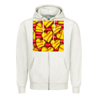 Oatmeal Heather softball hearts seamless pattern Zipper Hoodie - BundleAndBundleShop