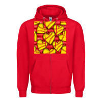 Red softball hearts seamless pattern Zipper Hoodie - BundleAndBundleShop
