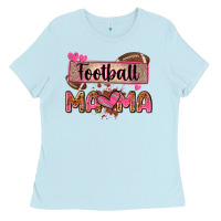 Baby Blue football mama with leopard Ladies Tee - Zillion Design Studio