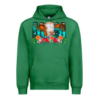 Emerald Cow Mom Turquoise Tooled Leather Flowers Urban Hoodie - CowCowDesign