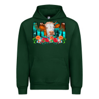 Forest Green Cow Mom Turquoise Tooled Leather Flowers Urban Hoodie - CowCowDesign