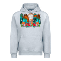 Heather Grey Cow Mom Turquoise Tooled Leather Flowers Urban Hoodie - CowCowDesign