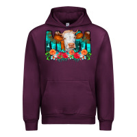 Mauve Wine Cow Mom Turquoise Tooled Leather Flowers Urban Hoodie - CowCowDesign