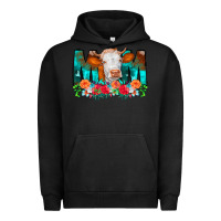 Pigment Black Cow Mom Turquoise Tooled Leather Flowers Urban Hoodie - CowCowDesign