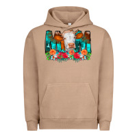 Pigment Burro Cow Mom Turquoise Tooled Leather Flowers Urban Hoodie - CowCowDesign