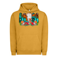 Pigment Peanut Butter Cow Mom Turquoise Tooled Leather Flowers Urban Hoodie - CowCowDesign