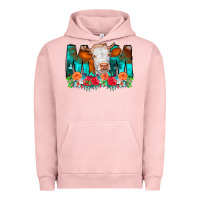 Pigment Salmon Cow Mom Turquoise Tooled Leather Flowers Urban Hoodie - CowCowDesign
