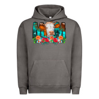 Pigment Tornado Cow Mom Turquoise Tooled Leather Flowers Urban Hoodie - CowCowDesign