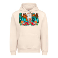 Sandshell Cow Mom Turquoise Tooled Leather Flowers Urban Hoodie - CowCowDesign