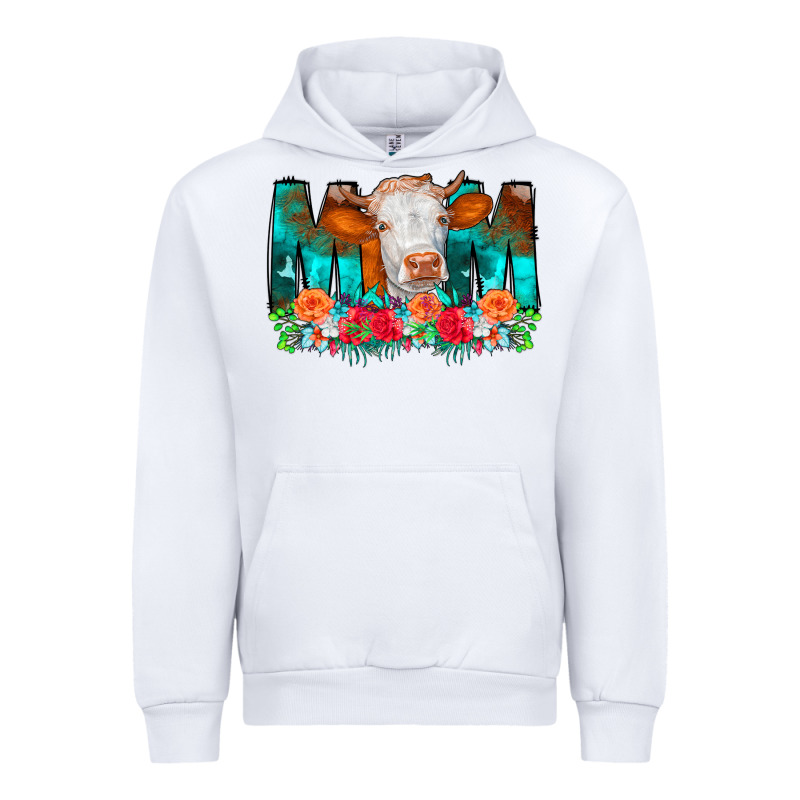 Cow Mom Turquoise Tooled Leather Flowers Urban Hoodie by CowCowDesign | Teevron