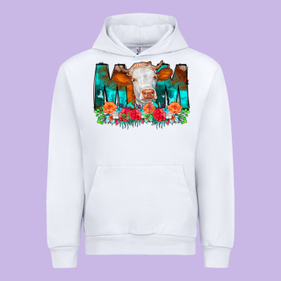 Cow Mom Turquoise Tooled Leather Flowers Urban Hoodie Designed By Cowcowdesign