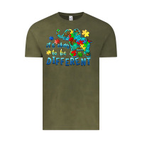 Vintage Olive it's okay to be different elephant autism awareness Vintage Tee - BarkalooDesign