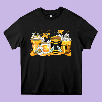 Bumble Bee Coffee Cups Heavy Core Tee Designed By Zillion Design Studio