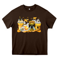 Chocolate Brown bumble bee coffee cups Heavy Core Tee - Zillion Design Studio