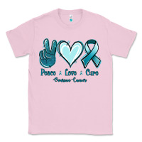 Bubblegum Pink Peace Love Cure Ovarian Cancer Classic Tee - Jasminsmagicworld