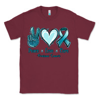 Burgundy Peace Love Cure Ovarian Cancer Classic Tee - Jasminsmagicworld