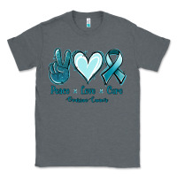 Charcoal Heather Peace Love Cure Ovarian Cancer Classic Tee - Jasminsmagicworld