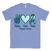 Colony Blue Peace Love Cure Ovarian Cancer Classic Tee - Jasminsmagicworld