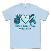 Dusty Blue Peace Love Cure Ovarian Cancer Classic Tee - Jasminsmagicworld