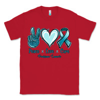 Red Peace Love Cure Ovarian Cancer Classic Tee - Jasminsmagicworld