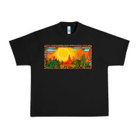 Black western  sunset cactus leopard serape   license plate template Urban Heavy Tee - BarkalooDesign