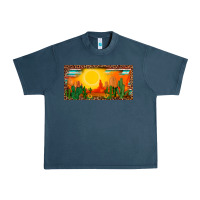 Midnight Navy western  sunset cactus leopard serape   license plate template Urban Heavy Tee - BarkalooDesign