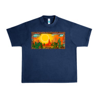 Navy western  sunset cactus leopard serape   license plate template Urban Heavy Tee - BarkalooDesign