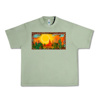 Oil Green western  sunset cactus leopard serape   license plate template Urban Heavy Tee - BarkalooDesign