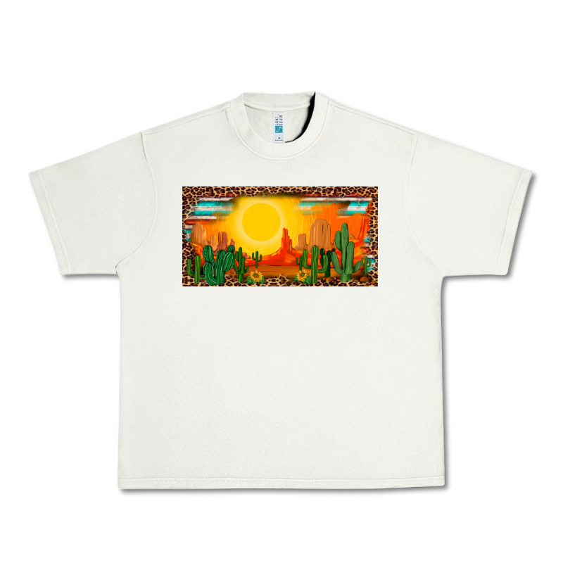 Western  Sunset Cactus Leopard Serape   License Plate Template Urban Heavy Tee by BarkalooDesign | Teevron