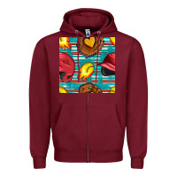 Burgundy softball helmet and glove with serape seamless pattern Zipper Hoodie - BundleAndBundleShop