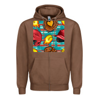 Chestnut softball helmet and glove with serape seamless pattern Zipper Hoodie - BundleAndBundleShop