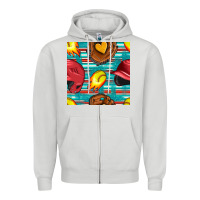 Dove Grey softball helmet and glove with serape seamless pattern Zipper Hoodie - BundleAndBundleShop