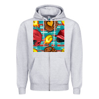 Heather Grey softball helmet and glove with serape seamless pattern Zipper Hoodie - BundleAndBundleShop