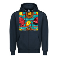 Navy softball helmet and glove with serape seamless pattern Zipper Hoodie - BundleAndBundleShop
