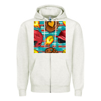Oatmeal Heather softball helmet and glove with serape seamless pattern Zipper Hoodie - BundleAndBundleShop