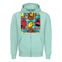 Seafoam softball helmet and glove with serape seamless pattern Zipper Hoodie - BundleAndBundleShop