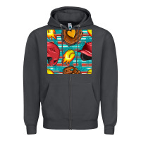 Smoke softball helmet and glove with serape seamless pattern Zipper Hoodie - BundleAndBundleShop